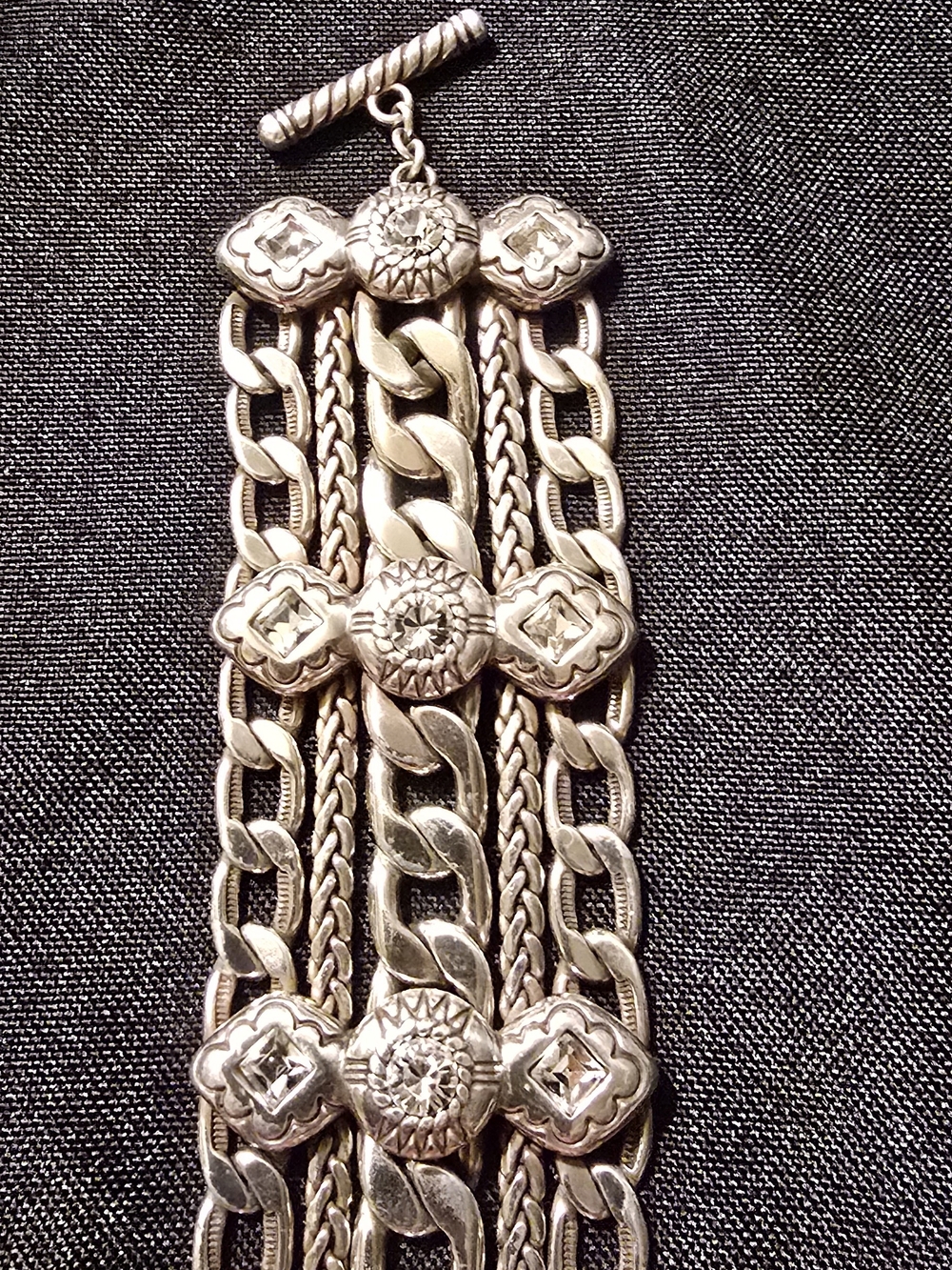 RETIRED VINTAGE Brighton Fortino multistrand rhinestone chain bracelet - Picture 3 of 4
